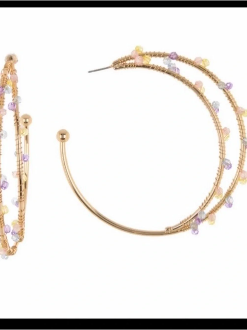 Melrose and Market multGold Hoop Earrings with beads accents NWT